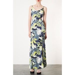 Topshop leaf print cutout maxi dress w/side slits